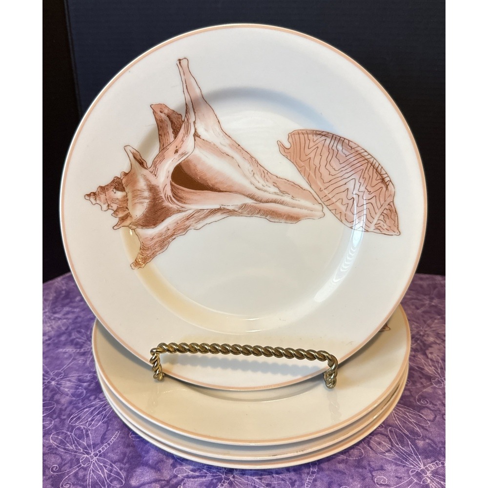 Fitz & Floyd Coquille Salad Plates Pink Shells Japan Vintage Set of 4 Beach